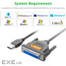 Кабель для принтера USB 2.0 to DB25 2.0m US167 black Ugreen (20224)