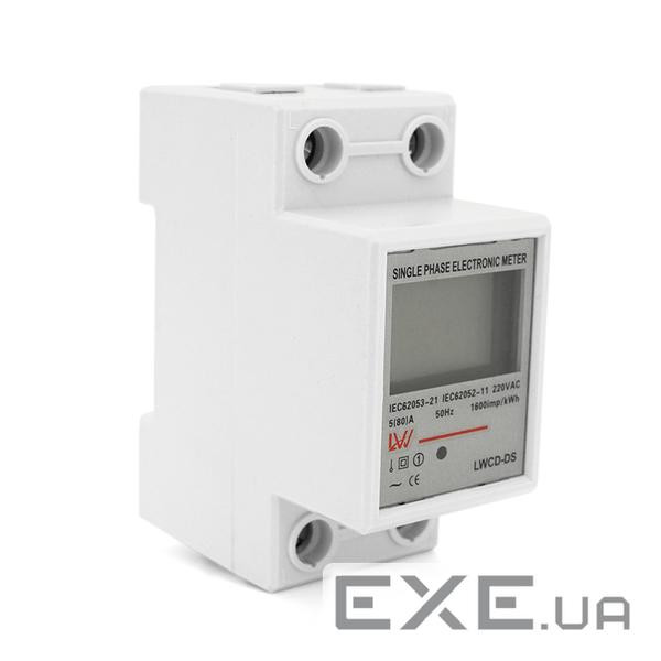 Однофазний електронний лічильник на DIN-рейку, 220V, LCD (LWCD-DS) , 220V, LCD (LWCD-DS)