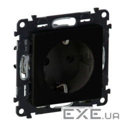 Розетка 2К+З Schuko Legrand Valena Life, 16А, 250V, автоматичні клеми, матовий чорний (756321)