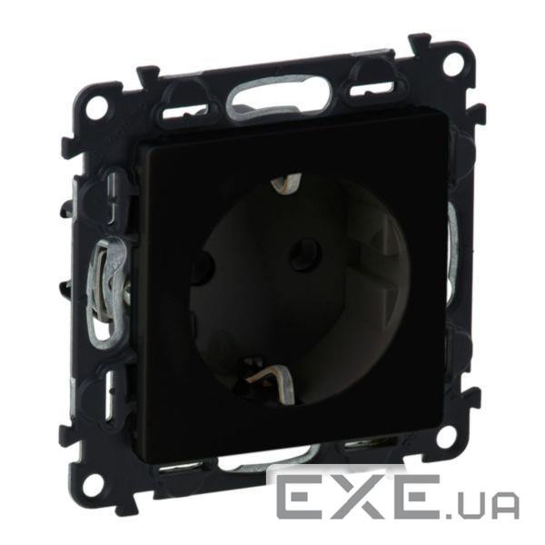 Розетка 2К+З Schuko Legrand Valena Life, 16А, 250V, автоматичні клеми, матовий чорний (756321)