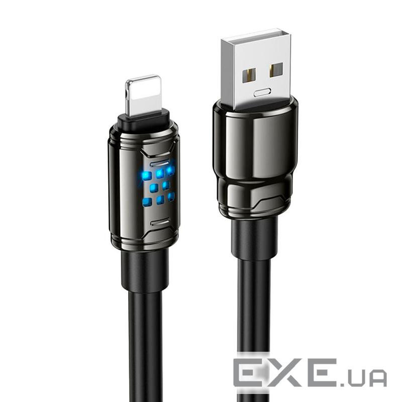 Кабель Hoco U143, Lightning-USB, 2,4 A, довжина 1,2 м, Black, BOX (Hoco U143LB)