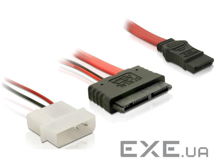 Кабель накопичувача Delock SATAmicro 16p-7p F/F,+Molex 0.3m прямий 5V Gold (70.08.4384-1)