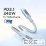 Кабель USB 3.1 Type-C M-M, 2 м, 240W （5A）синій, L534 UGREEN (75732)