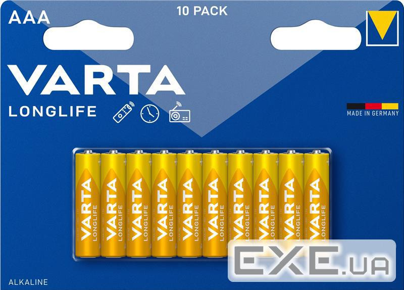 Батарейка Varta Longlife лужна AAA блістер, 10 шт (04103101761)