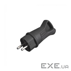 Вилка прямая ELM PDR-ER B с заземлением и кольцом Черная (41-0045)