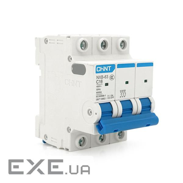 Автоматичний вимикач CHNT NXB-63 3P C16, 16A (NXB-63-3P-C16)