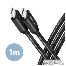 Дата кабель USB-C to USB-C 1.0m v3.2 Gen 1 PD 60W 3A black AXAGON (BUCM3-CM10AB) (BUCM3-CM10AB 1м)