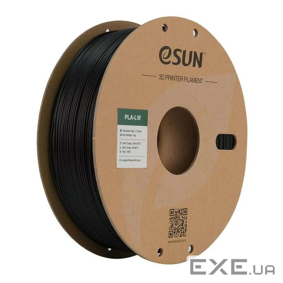 Пластик для 3D-принтера eSUN PLA LW 1,75mm 1kg BLACK (PLA-LW175B1P1)