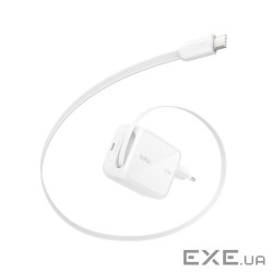 Зарядний пристрій Belkin 2xUSB-C 67W GaN PD3.2 PPS + built-in cable USB-C 1.0m white (WCH022KQWH)