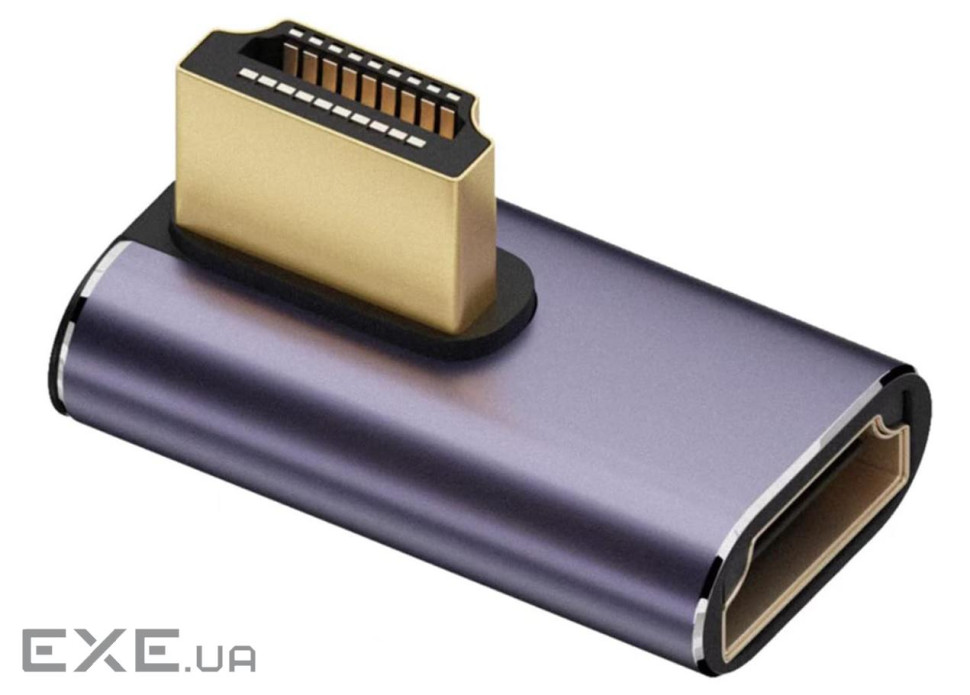 Перехідник відео HDMI M/F (адаптер),90ёвліво 8K@60Hz HDR Gold,чорний (62.09.8477-1)