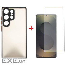 Чeхол-накладка Dengos Matt для Samsung Galaxy S25 Ultra SM-S938 Black (DG-KM-144) + защитное стекло
