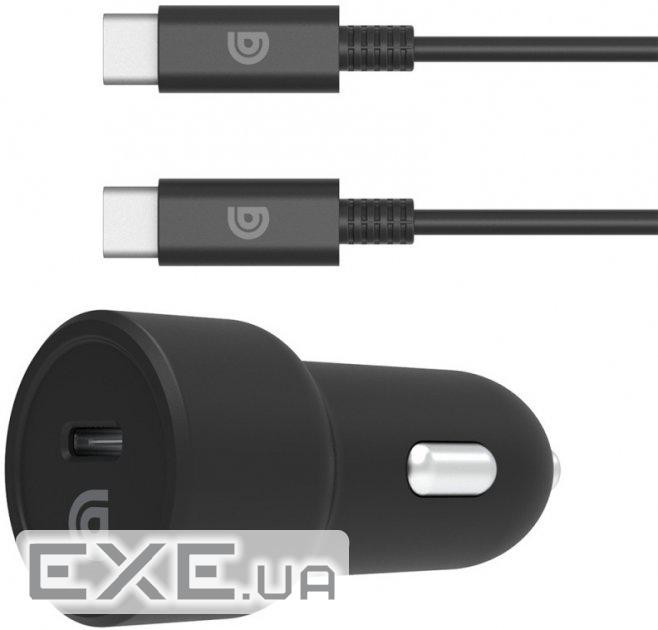 Кабельна продукція Single Port 15W USB-C Car Charger + USB-C Cable black (GP-088-BLK)