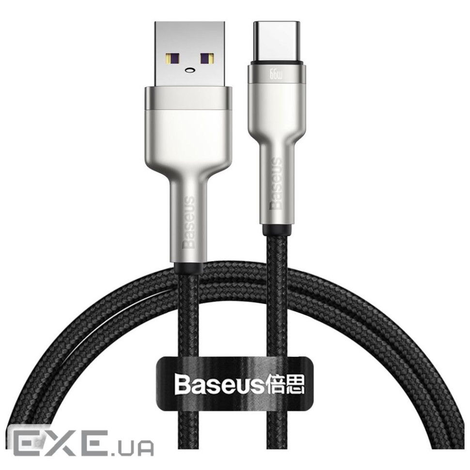 Дата кабель USB 2.0 AM to USB-C 1.0m Cafule Metal 66W black Baseus (CAKF000101)