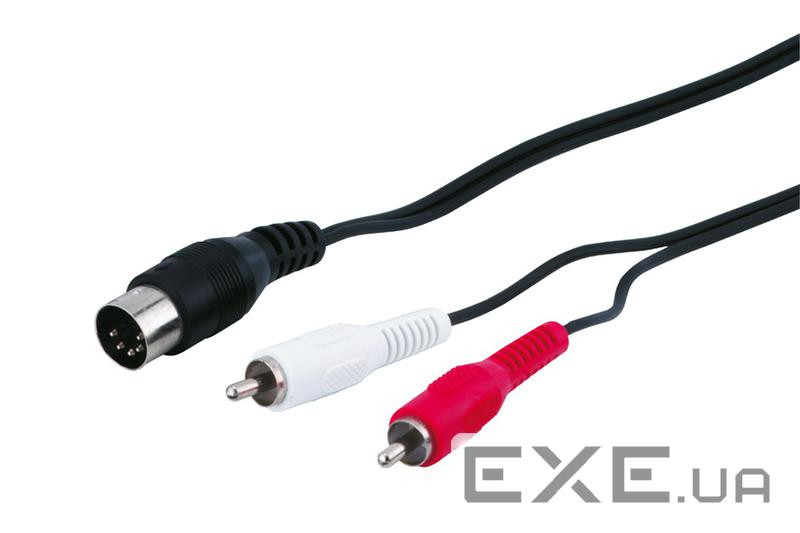 Кабель аудіо-адаптер DIN-RCAx2 M/M,1.5m 5pin Nickel,чорний (75.05.0014-1) (75.05.0014-1)