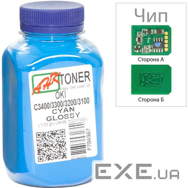 Тонер OKI C3400/3300, 110г Cyan+chip AHK (1502695)