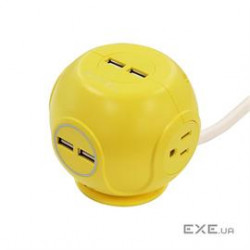 Accell Surge Protector D080B-049E 540J surge protector 3AC outlets 4xUSB-A 6ft cord Yellow Retail
