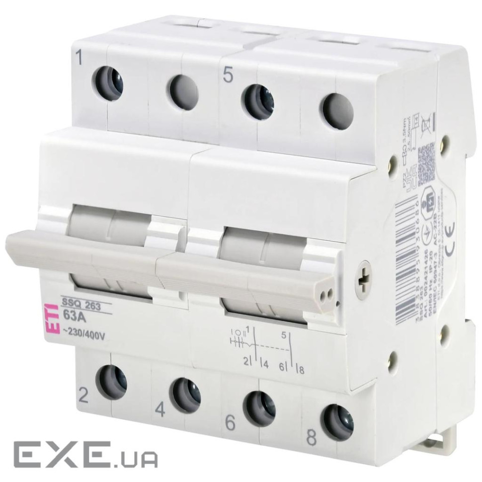 Перемикач навантаження ETI, SSQ 263 1-0-2, 2p 63A (2421426)