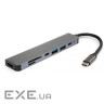 Порт-реплікатор VINGA Type-C to HDMI + 2 x USB-A + 2 x Type-C + SD + TF Aluminium (VCPHTC7AL)