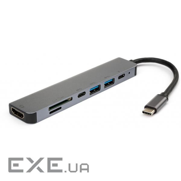 Порт-реплікатор VINGA Type-C to HDMI + 2 x USB-A + 2 x Type-C + SD + TF Aluminium (VCPHTC7AL)