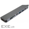 Порт-реплікатор VINGA Type-C to HDMI + 2 x USB-A + 2 x Type-C + SD + TF Aluminium (VCPHTC7AL)