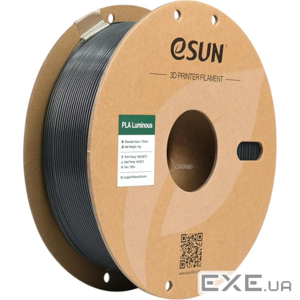 Пластик для 3D-принтера eSUN PLA- Luminous 1.75мм, 1кг, GREEN (EPLA-LUMINOUS175L1)