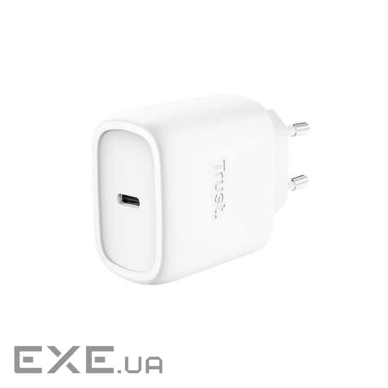 Зарядний пристрій мережевий Trust Maxo 45Вт, GaN, USB-C PD/PPS, білий (25522)