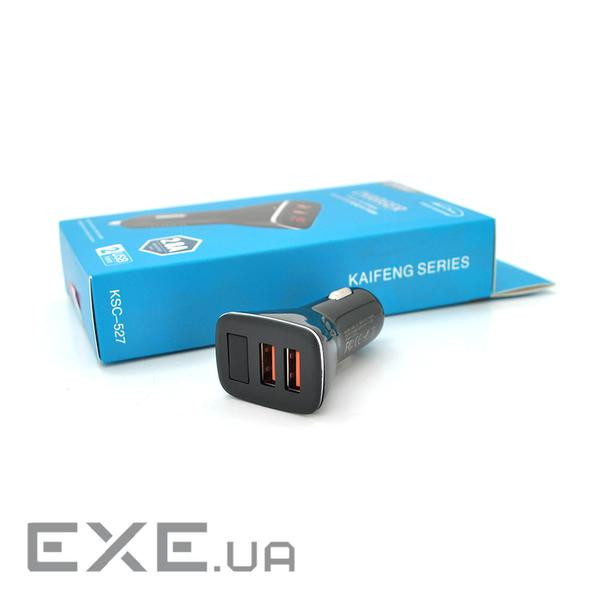 Автомобільний зарядний пристрій iKAKU KSC-527 Kaifeng, Black, 2xUSB, 2.8A, 12-24V (KSC-527 Black)