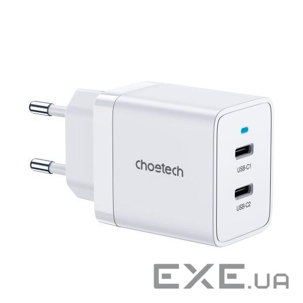 Зарядний пристрій Choetech 2xUSB-C 40W PD/QC/PPS (Q5006-EU-WH)
