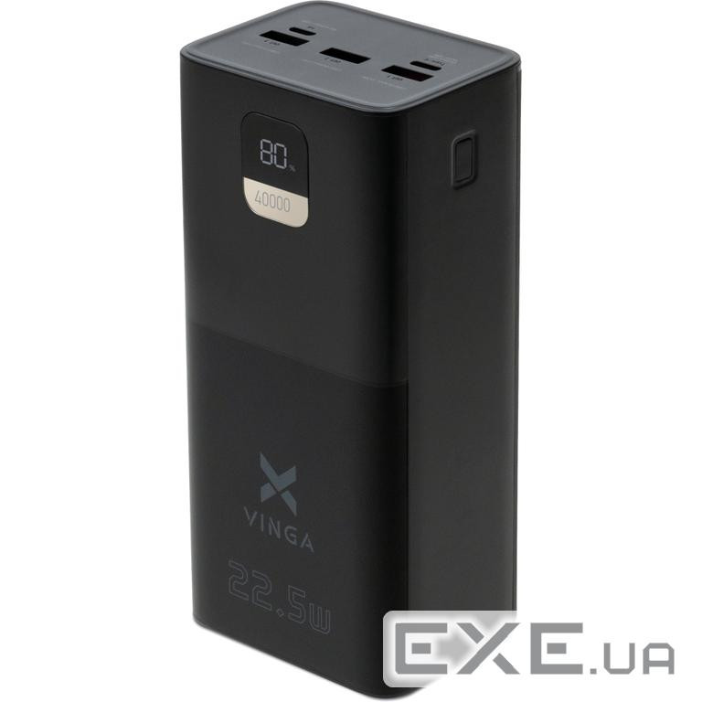 Батарея універсальна Vinga 40000 mAh 22.5W Display Black (VPBB4022)