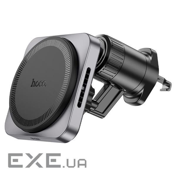 Автотримач HOCO HW15+ Wireless Charging 15W, кріплення на решітку, магніт, Black, Box , Black, Box