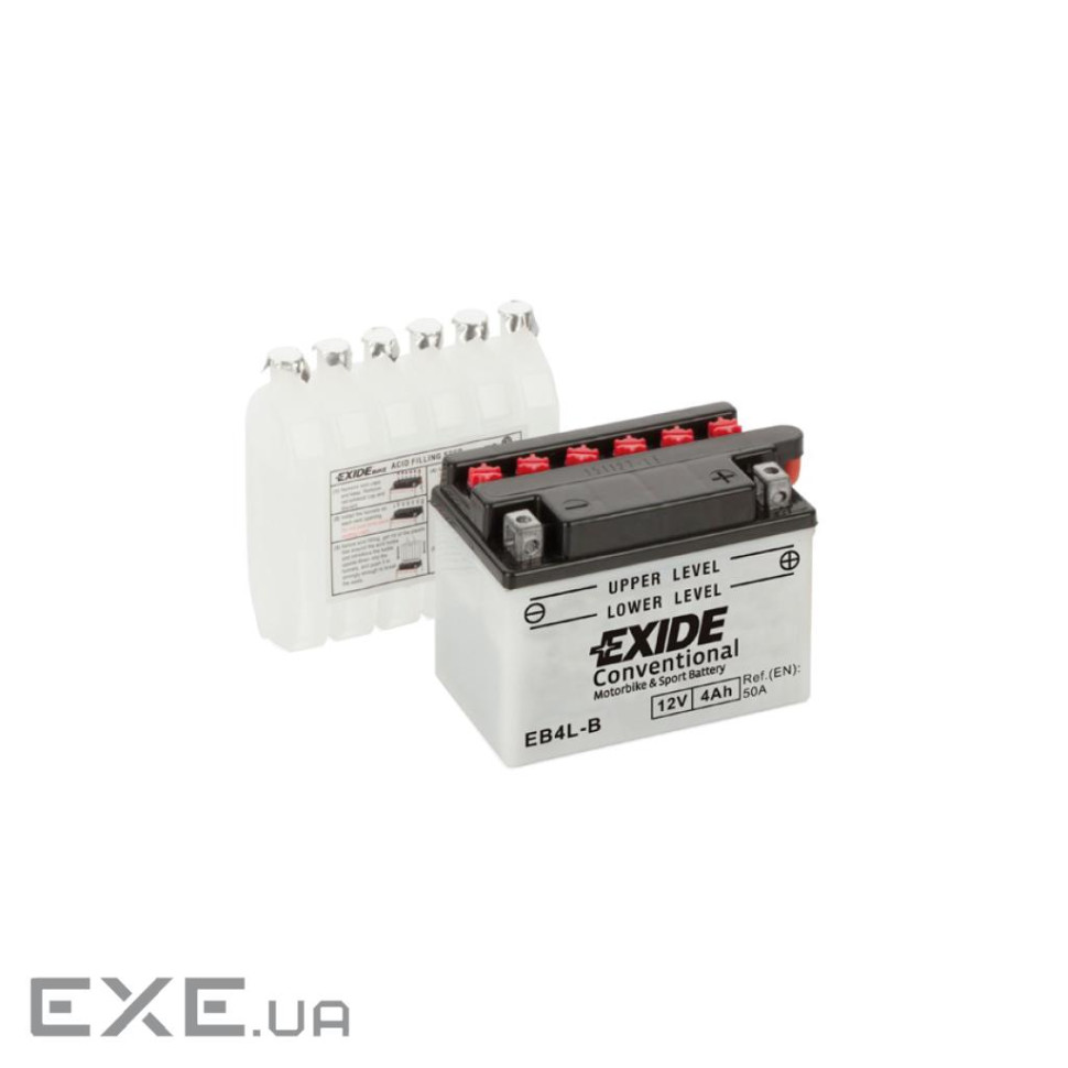 Акумулятор автомобільний EXIDE CONVENTIONAL 4Ah Ев (-/+) (50EN) (EB4L-B)