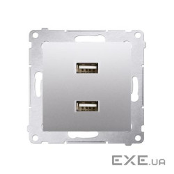 Розетка Premium USB 2x 5V 2.1A, серебро (DC2USB.01/43)