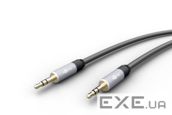 Кабель аудіо-сигнальний Jack 3.5mm 3pin M/M 3.0m,Stereo GoobayPlus Metal,чорний (75.07.9126-6) (75.07.9126-6)