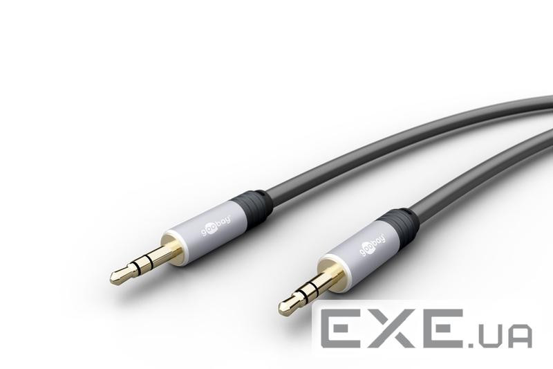 Кабель аудіо-сигнальний Jack 3.5mm 3pin M/M 3.0m,Stereo GoobayPlus Metal,чорний (75.07.9126-6) (75.07.9126-6)
