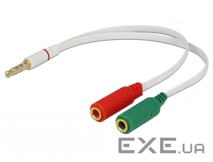 Перехідник аудіо Jack 3.5mm 4pin-3.5mm 3pinx2 M/F,0.2m (L-R-Gnd-Mic) CTIA-Standart,білий (62.09.8145 (62.09.8145