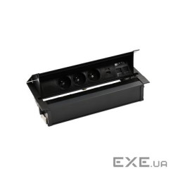 Врізн роз блок S487: 4x250В Schuko, зар прист 1xUSB-CC, 2xRJ45 Keystone, чорний (48730F40BK00000-44)