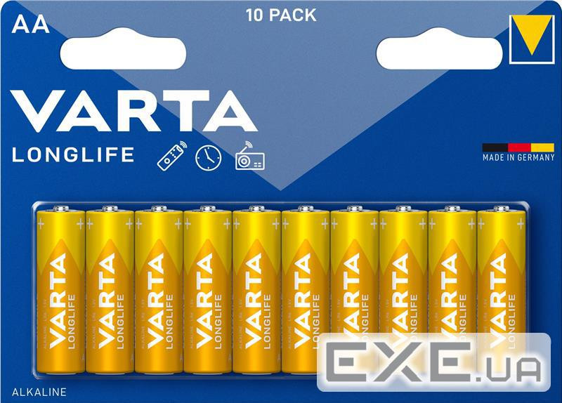 Батарейка Varta Longlife лужна AA блістер, 10 шт (04106101761)