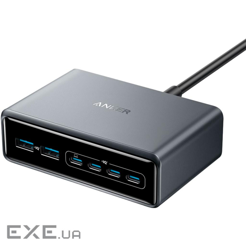 Зарядний пристрій Anker GaNPrime 200W 4xUSB-C PD + 2xUSB-A Black (A2683341)