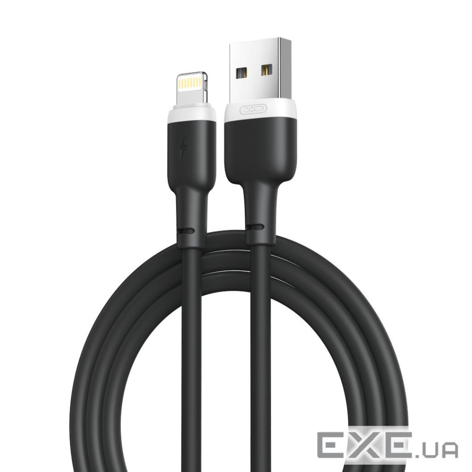Дата кабель USB 2.0 AM to Lightning 1.0m 2.1A silicone black XO (NB208-L-1-BK)