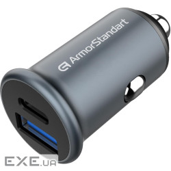 Зарядний пристрій Armorstandart Car USB Type-C PD20W + USB QC 3.0 Grey (ARM65439)