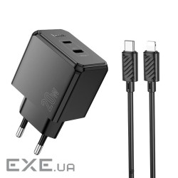 СЗУ HOCO CS16A, 1xUSB-C+1xLighting, PD20W, Black, Box