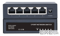 Комутатор Merlion MG1005 5 портів Ethernet 10 / 100 / 1000 Мбіт / сек. метал, DC 5V 2A. Бл (YT41644)