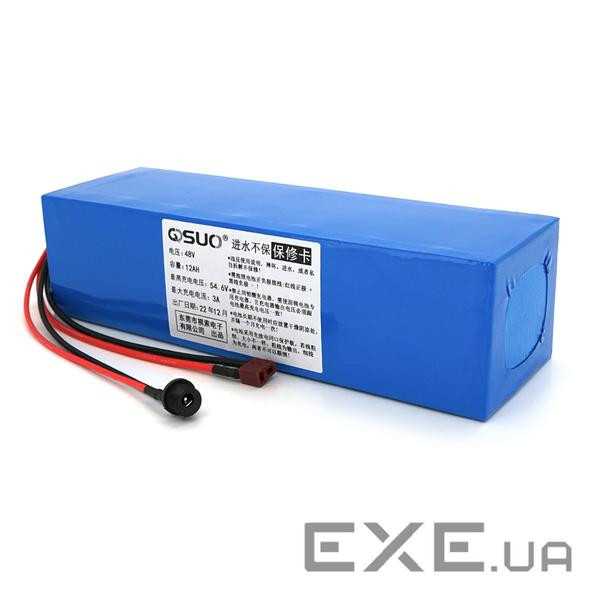 Акумуляторна батарея літієва QiSuo 48V 12A з елементами Li-ion 18650, DC: 5.5x2.1мама + ро (QS-4812) (QS-4812)