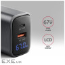 Зарядний пристрій AXAGON 1xUSB-C PD67W + 1xUSB QC4+ PPS display gray (ACU-PQ67D)