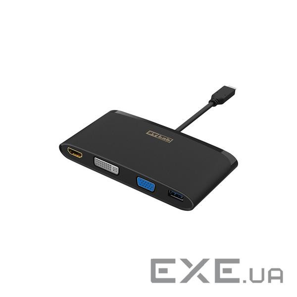Адаптер STLab USB 3.1 Type-C to HDMI 4K, DVI, VGA, 2х USB3.0, RJ45, USB Type-C, PD, SD/Micro (U-2200)
