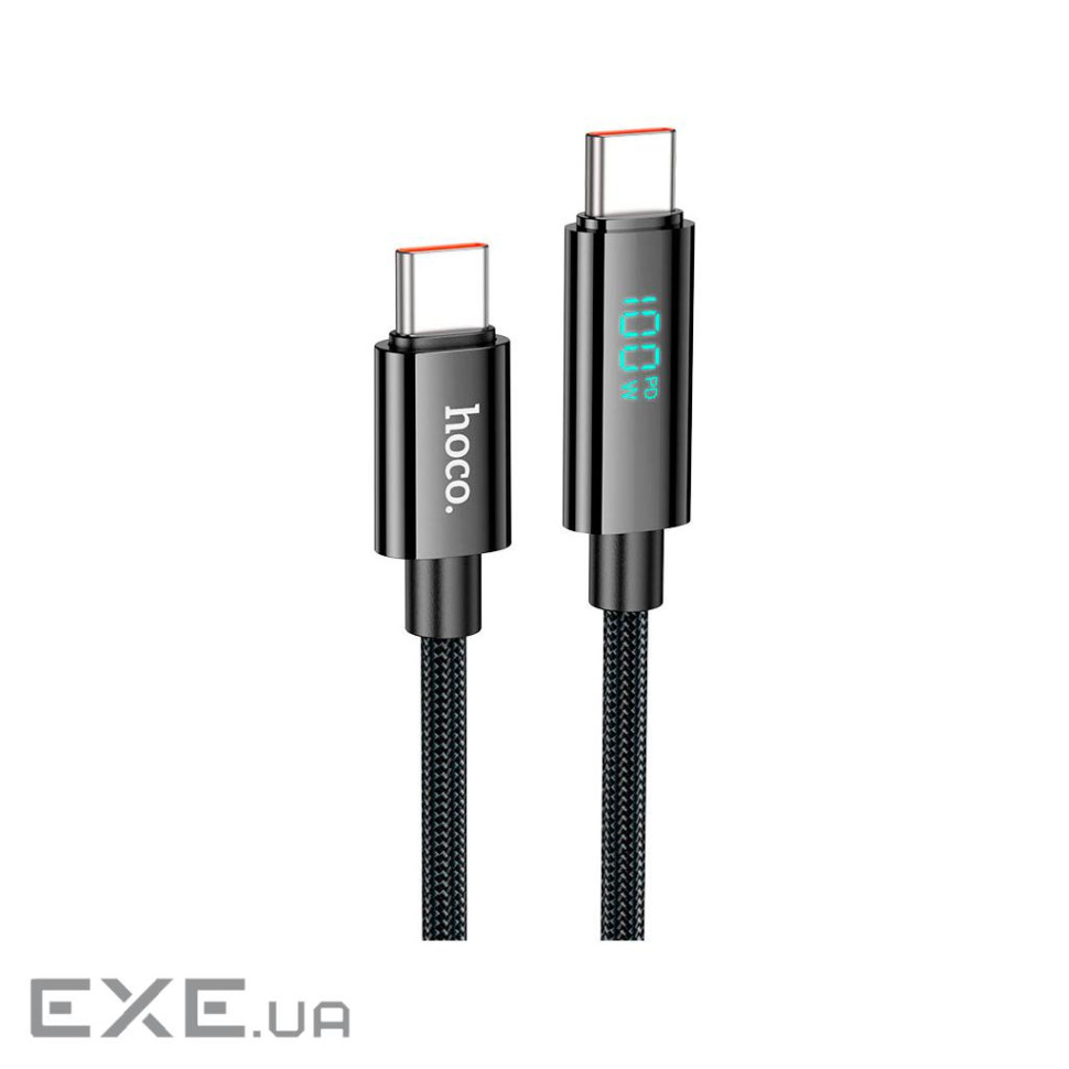 Кабель HOCO U125 Benefit 100W charging data cable with display Type-C to Type-C Blac (6942007611930)