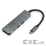 Порт-реплікатор VINGA Type-C to HDMI + 2 x USB-A + 2 x Type-C Aluminium (VCPHTC5AL)