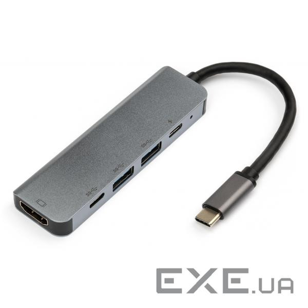 Порт-реплікатор VINGA Type-C to HDMI + 2 x USB-A + 2 x Type-C Aluminium (VCPHTC5AL)