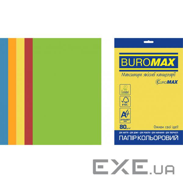 Папір Buromax А4, 80g, INTENSIVE, 5colors, 250sh, EUROMAX (BM.27213250E-99)