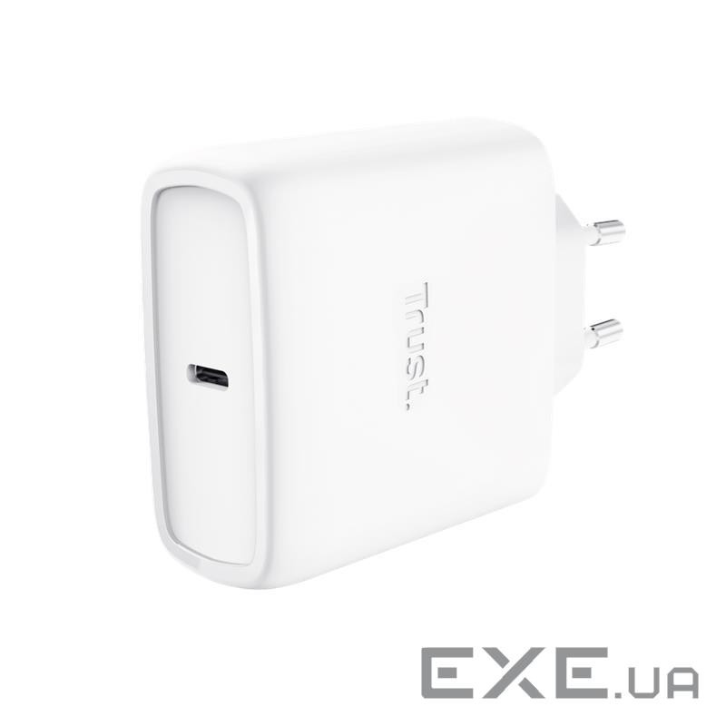 Зарядний пристрій мережевий Trust Maxo 65Вт, GaN, USB-C PD/PPS, білий (25524)